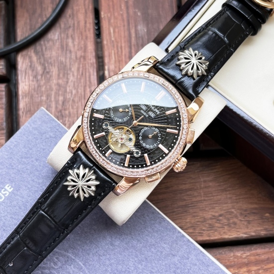 20240408 Unified 700. 【 New Design Noble and Elegant 】 Patek Philippe Men's Watch Fully Automatic Mechanical Movement Mineral Reinforced Glass 316L Precision Steel Case with Genuine Leather Strap for Minimalist Style Business and Leisure Size: Diameter 42