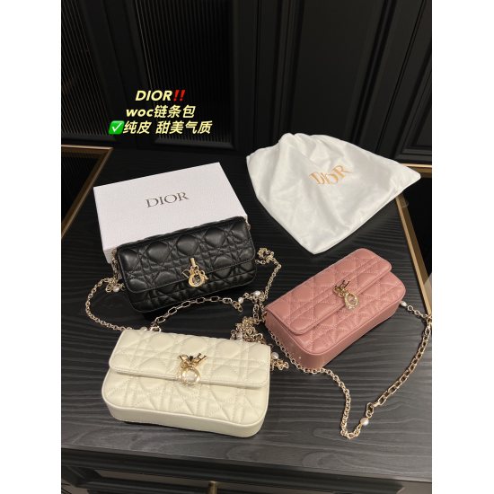 2023.10.07 P285 box matching ⚠️ Size 19.9 Dior Woc Chain Pack ✅ Pure leather and salt can be sweet, extremely beautiful, fashionable, versatile, cute and charming girl is you