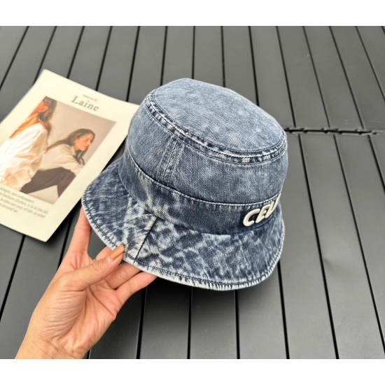 2023.07.22 CELINE 2022 New denim water washing embroidery Bucket hat new style on the shelves, super matching, hurry to get started