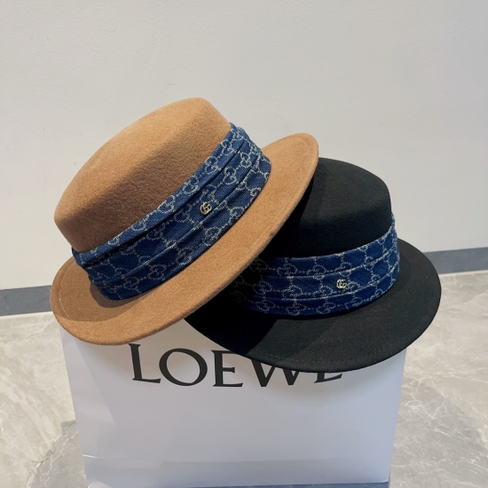 2023.10.2 110Gucci Gucci Autumn and Winter New Top Hat, 100% Wool Top Hat, Wool Hat, Head Circumference 57cm