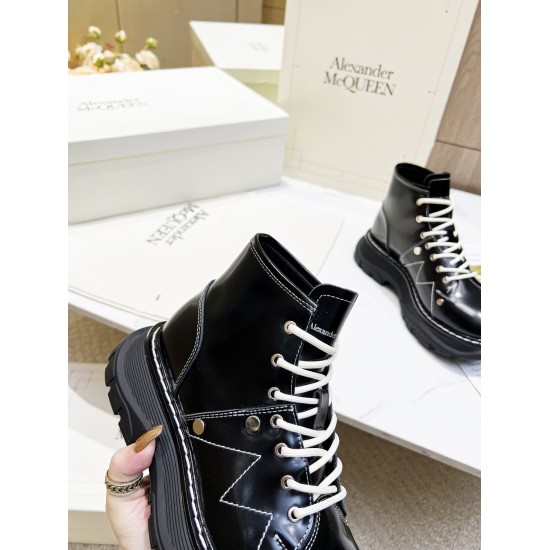 20240403 Alexander McQueen McQueen autumn and winter new models, same as Gulina Zha, original 1:1 development, original open film TPU bottom with leather trim, fabric 1:1 imported open edge beads, lining and foot pad sheepskin, sizes 35-40, factory price 