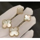 20240410 p120 Precision High Version [925078] VCA Sweet Series, featuring natural stone inlaid double flower clover earrings with realistic details! Van Cleef&Arpels Vca Clover series shipment. Customized electroplating process of 18K gold with silver nee