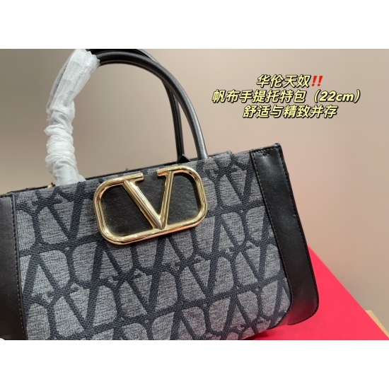 2023.11.10 P215 folding box ⚠️ Size 22.17 Valentino Canvas Tote Bag Comfortable and Exquisite, Simple and Elegant yet Careful, Easy to Create Elegant Commuter Wear