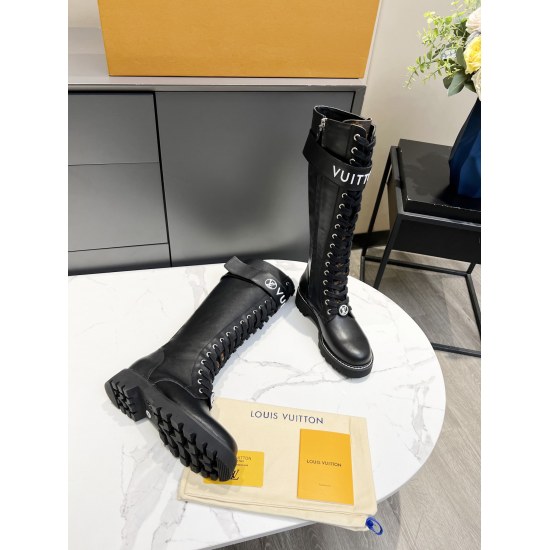 2023.11.19 Ex-works leather surface 400 in stock ❤❤❤ Complete packaging! Louis Vuitton LV Women's Upper Drip Glue Lace Up Short Boots Full Leather Thick Sole Martin Boots French OEM Original 1:1 Reproduction! The material is authentic! All made of 100% ge