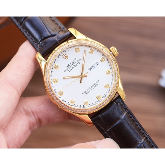 20240408 Unified 650 Gold and White Same Price Men's Favorite Three Needle Watch ⌚ [Latest]: Rolex Best Design Exclusive First Release [Type]: Boutique Men's Watch [Strap]: Real Cowhide Watch Strap [Movement]: Xitie City Mechanical Movement [Mirror]: Sapp