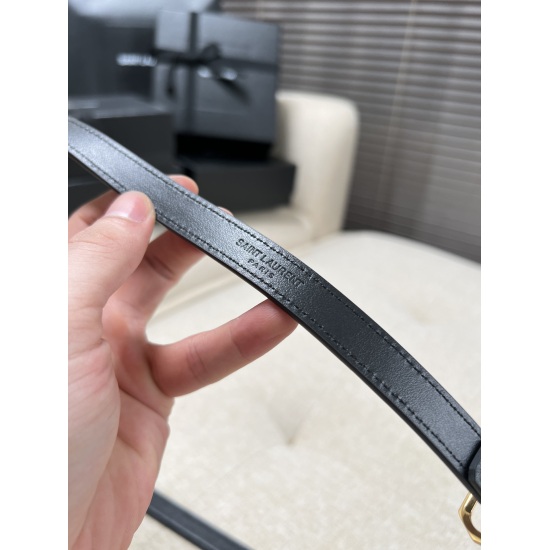 2023 Saint Laurent Women's Belt Belt with Original Factory Precision Ferry Buckle, Original Italian Leather, 1.5cm Wide, Purchase Grade.