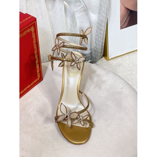 2023.12.19 P400 Top Edition R ᴇ ɴ ᴇ C ᴀᴏᴠ ɪʟʟ ᴀ | 2023 RC MARGOT series, original development, fairy butterfly snake shaped lace up crystal high heels for women's sandals, iconic spiral snake shaped lace up new version, thin gauze butterfly rhinestone inl