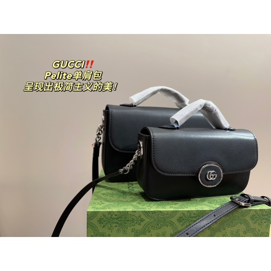 2023.10.03 Large P190 Folding Box ⚠️ Size 26.15 Small P185 Folding Box ⚠️ The size 21.11 Kuqi GUCCI Pelite shoulder bag presents a minimalist beauty! The retro design with simple lines and exquisite double G locks exudes a sense of elegance in the overall