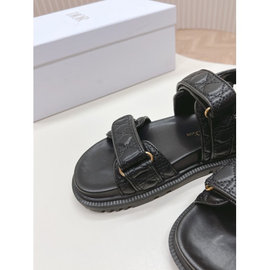 20240414 Top Edition - Factory Price 280 Classic Upgrade Plus 2024 New Color Series Electric Embroidery Diao Grid Dior Classic Velcro Sandals Original Copy High Version Super Durable and Versatile Top Fit Very Comfortable, Slim and White Upper, Cowhide an
