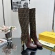 20230923 P5302023 Counter Show New FENDI Hollow Thick Heel Boots with Two Types of Fabrics: Super Hot, Exclusive Moulded Hollow Heel Design with Extremely Unique FENDI Home has never disappointed us, sexy and with ★ Original Cowhide, Inner Water Dyed Shee