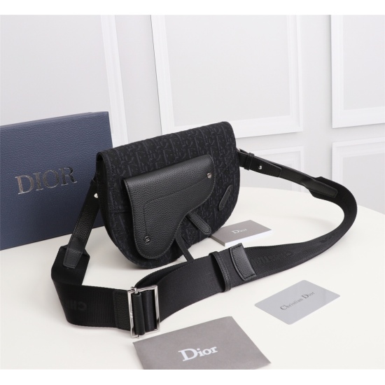 20231126 510 counter genuine products available for sale [original quality] Dior Men's SADDLE men's crossbody bag/chest bag model: 1ADPO095YKY_ H28E (black jacquard) beige and black Oblique prints with 