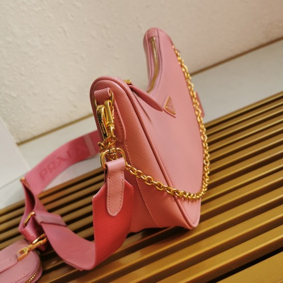 2024.03.12 P830 [Top Original Order] (New Version) 2022 Popular Upgraded version of baoguanqnylon Hobo Hand/Underarm Bag 1BH204 Original Factory Cross Pattern Detachable P Family Re Edition 2005 Saffiano Leather Name Plate, Comes with Keychain Detachable 