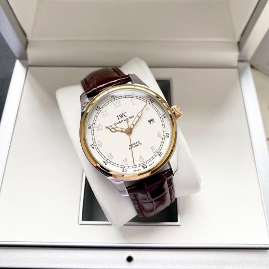 20240408 White shell 420, Gold shell 440, Steel strip+20. 【 Minimalist Style Classic Hot Selling 】 Wanguo-IWC Men's Watch Fully Automatic Mechanical Movement Mineral Reinforced Glass 316L Precision Steel Case with Genuine Leather Band Fashionable Design B