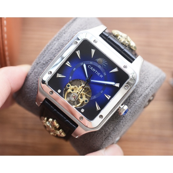 20240408 550 Square Boutique! [Latest]: Cartier's Best Design Exclusive First Release [Type]: Boutique Men's Watch [Strap]: Real Cowhide Watch Strap [Movement]: High end Fully Automatic Mechanical Movement [Mirror]: Mineral Reinforced Glass (Higher Defini