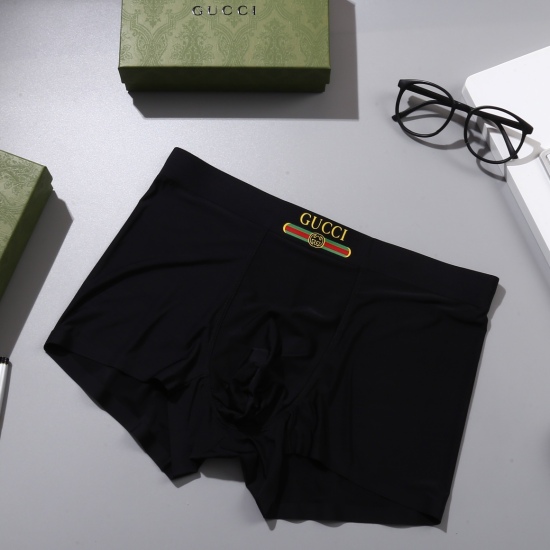 2024.01.22 New classic GUCCI Gucci original quality, boutique boxed men's underwear! Foreign trade foreign orders, high-quality, nylon ice silk seamless cutting technology, scientifically matched with 86% nylon+14% spandex, silky, breathable and comfortab