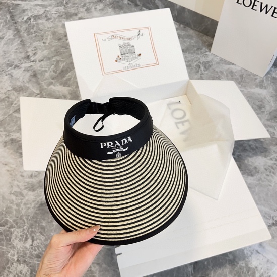 20240413 Special P60 with Dust Bag [PRADA Prada] 2024 Summer New Colored Exclusive Sunshade Hat Empty Top Hat Versatile for Men and Women~Leisure Street God