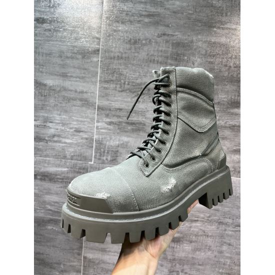 20240410 2022 Top of the line Balenciaga Top Edition from Balenciaga, developed one-to-one with a large sole, antique craftsmanship effect work boots, front and rear embossed logos, round toe bare shoe side zippers, serrated original rubber sole, woven fa
