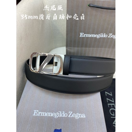 2023.12.14 Zegna Men's Automatic Belt - Width 34MM 316 Premium Steel Buckle Crafted with Fine Craftsmanship for a Soft Hand Feel that Can be Tailored