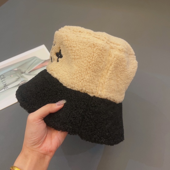 2022 popular autumn and winter lamb wool warm hat, simple foldable fisherman hat