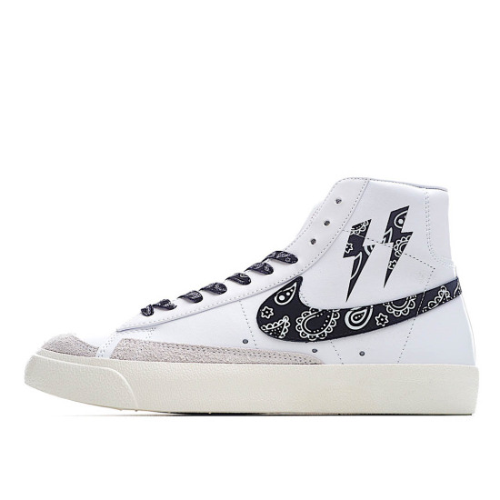 Nike Blazer Mid 77 Mid-Top Sneakers White and Black Cashew Flower